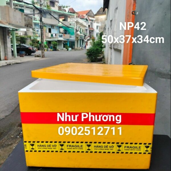 Thùng xốp Như Phương NP42 kích thước 50x37x34cm dán keo vàng  